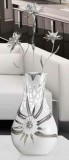 Lorenzon Közepes méretű kerámia lámpa, eredeti Swarovski kristályokkal, beépített világítással, üveggel - fehér, platina