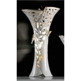 Lorenzon Közepes méretű kerámia lámpa pillangókkal - fehér, arany, platina