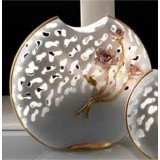 Lorenzon Közepes méretű kerámia lámpa rózsákkal - porcelánfehér, arany