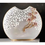 Lorenzon Maxi méretű kerámia lámpa rózsákkal - porcelánfehér, arany