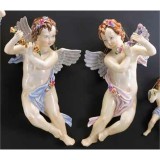 Lorenzon Nagyméretű falra akasztható kerámia angyalka - festett porcelán