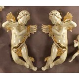 Lorenzon Nagyméretű falra akasztható kerámia angyalka - krémszínű, arany