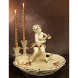 Lorenzon Nagyméretű kerámia gyertyatartó angyallal - krémszínű, arany