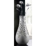 Lorenzon Nagyméretű kerámia lámpa, beépített világítással, üveggel - fehér, platina