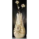 Lorenzon Nagyméretű kerámia lámpa, eredeti Swarovski kristályokkal, beépített világítással, üveggel - krémszínű, arany