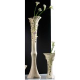 Lorenzon Nagyméretű kerámia váza pillangókkal, üveggel - krémszínű, arany, platina