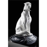 Lorenzon Nagyméretű leopárd kerámia szobor, eredeti Swarovski nyakékkel - fehér, fekete