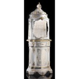 Lorenzon Nyitott kerámia tárolószekrény fiókkal, beépített világítással - fehér, arany, platina