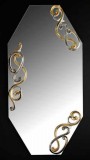 Lorenzon Nyolcszögletű kerámia tükör 3 díszítéssel - fehér, arany, platina