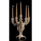 Lorenzon Ötágú barokk kerámia gyertyatartó - krémszínű, arany, platina