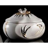 Lorenzon Ovális kerámia ékszerdoboz - fehér, arany, platina