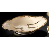 Lorenzon Ovális kerámia gyümölcstartó - krémszínű, arany