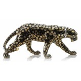 Lorenzon Párduc kerámia szobor, eredeti Swarovski nyakékkel - fekete, arany, platina