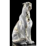 Lorenzon Pöttyös leopárd kerámia szobor - fehér, arany, platina