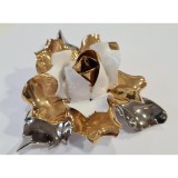 Lorenzon Rózsaformájú, apró kerámia ajándéktárgy - fehér, arany, platina