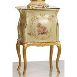 Lorenzon Szögletes kerámia komód rózsákkal, fa lábakkal - krémszínű, arany