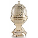 Lorenzon Tojásalakú kerámia tároló, áttört mintázattal - krémszínű, arany, platina