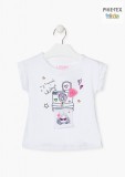 Losan fehér, kislány, rövid ujjú póló, nyomott fényképező mintával (016-1010AL)