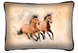 Lovas díszpárna, 2 barna futó ló