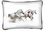 Lovas díszpárna, 3 fehér futó ló