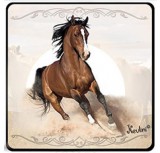 Lovas hűtőmágnes, futó barna ló