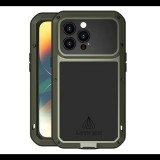 Love Mei Powerful defender Apple iPhone 14 Pro Ütésálló tok+kijelzővédő - Sötétzöld (GP-138126)