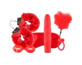 LoveBoxxx I love Red - vibrátoros kötöző szett (6 részes) - piros