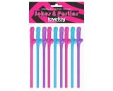 Lovetoy - realisztikus pénisz szívószál (pink-kék-lila)