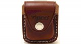 LPCB Zippo öngyújtó tartó, barna bőr, fém csipeszes