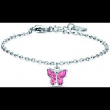 LUCA BARRA Girl's steel bracelet with butterfly and pink cyrstals (8055719252334)