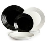 Luminarc Harena, fekete-fehér, 18 részes étkészlet - Ingyenes szállítással