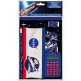 Luna: 6db-os NASA írószer szett tolltartóval, számológéppel és írószerekkel