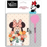 Luna Disney: Minnie Egér titkos napló lakattal és pom-pomos tollal 12x18cm 60 lapos