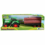 Luna Lendkerekes traktor rönkökkel megrakott utánfutóval