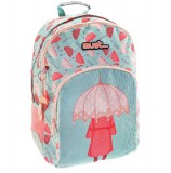 Luna Must: Esernyős három rekeszes iskolatáska, hátizsák 33x16x45cm