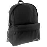 Luna Must: Fekete négy rekeszes lekerekített iskolatáska, hátizsák 32x17x42cm