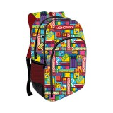 Luna Must: Monopoly lekerekített három rekeszes iskolatáska, hátizsák 33x16x45cm