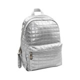 Luna Must... Pearl ezüst steppelt iskolatáska, hátizsák 26x14x36cm