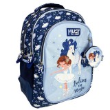 Luna: Must Team Believe in magic unikornisos lekerekített 3 rekeszes iskolatáska, hátizsák 32x18x43cm