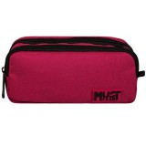 Luna: Must Team Monochrome bordó-fekete hengeres tolltartó 2 zsebbel