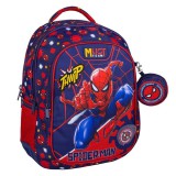 Luna: Must Team Pókember Thwip lekerekített 3 rekeszes iskolatáska, hátizsák 32x18x43cm