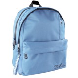 Luna Must: Világoskék négy rekeszes lekerekített iskolatáska, hátizsák 32x19x42cm