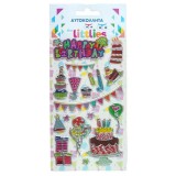 Luna The Littlies: Boldog Szülinapot 3D pufi matrica szett 10x22cm-es íven