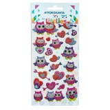 Luna The Littlies: Csillogó baglyos 3D pufi matrica szett 10x22cm-es íven