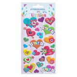 Luna The Littlies: Ragyogó szív mintás 3D pufi matrica szett 10x22cm-es íven