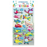 Luna The Littlies: Repülős, helikopteres 3D pufi matrica szett 10x22cm-es íven