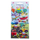 Luna The Littlies: Színes járművek 3D pufi matrica szett 10x22cm-es íven