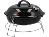 LUND Hordozható faszenes grill Ø34 cm-es ráccsal, fedeles, fekete (99921)