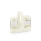 Luxplastic IRIS C-00381 Drop üveg fűszerszóró szett tartóval, 2 darabos 2*100ml, fekete vagy elfántcsont színű