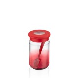 Luxplastic IRIS C-00481 Rainbow piros üveg tároló kanállal 380ml (C-00481)